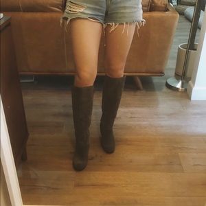 Nine West Suede Wedge Boots Grey